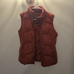 Eddie Bauer Women's Premium Goose Down Burgundy Red Outdoor Puffer Vest Size S